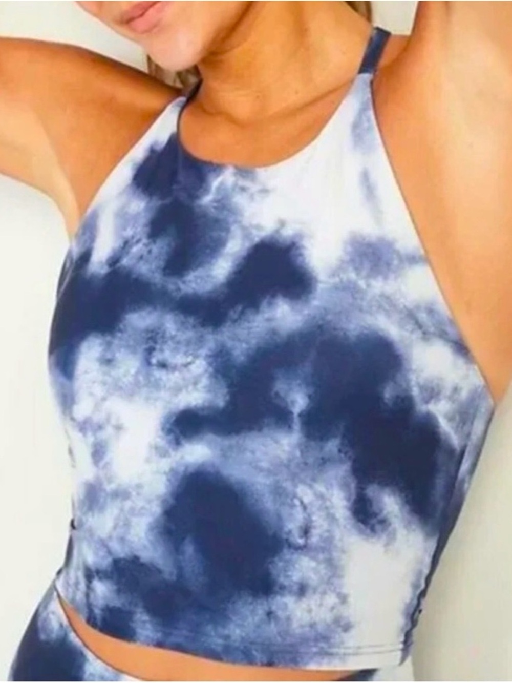 Old Navy Blue Tie-Dye Halter Crop Tank